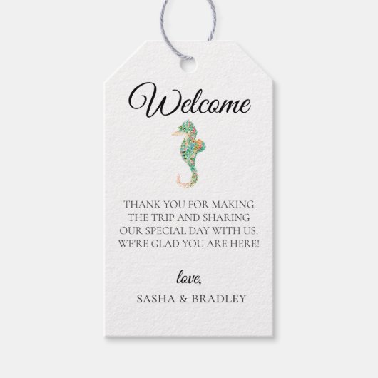 ボタニカルシー結婚ホースウェルカムバッグ ギフトタグ (正面)