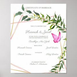 ボタニカルジオメ葉トリと蝶 ポスター