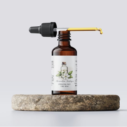 ボタニカルジャスミン必須油水彩色 ラベル