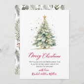 ボタニカルスクリプトツリー非フォトクリスマスカード シーズンカード (正面/裏面)