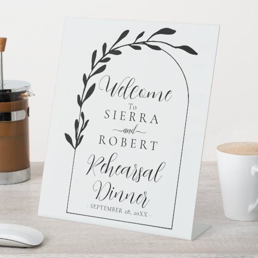 ボタニカルスクリプトミニマルリハーサルディナーウェルカム 台座サイン (インサイチュ)