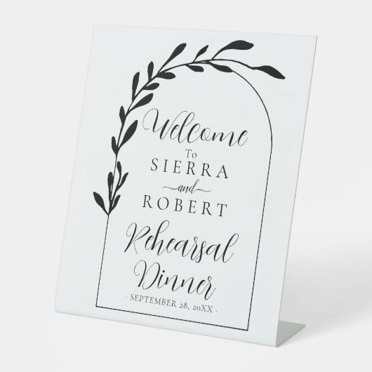 ボタニカルスクリプトミニマルリハーサルディナーウェルカム 台座サイン (正面)