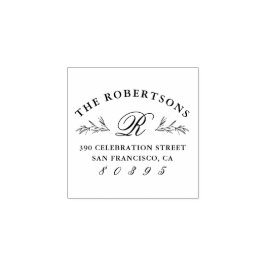 ボタニカルスクリプトモノグラムエレガント差出人住所 ラバースタンプ