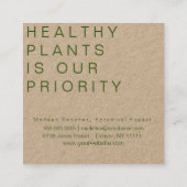 ボタニカルスケッチグリーンガーデンプラントシッタクラフト スクエア名刺 (裏面)