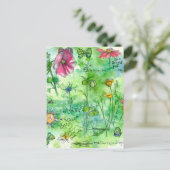ボタニカルスケッチブックバタフライウォーター色の花 ポストカード (スタンド正面)
