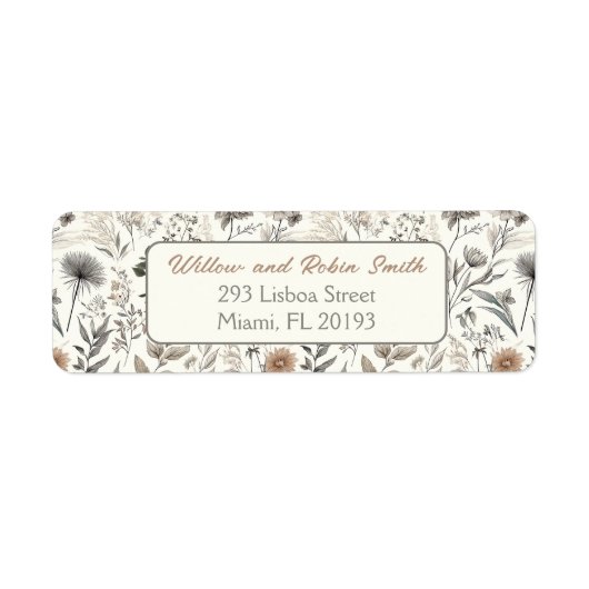 ボタニカルスケッチワイルドフラワーボホ差出人住所 ラベル (正面)