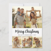 ボタニカルスタイリッシュ4フォトコラージクリスマス シーズンカード (正面)
