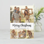 ボタニカルスタイリッシュ4フォトコラージクリスマス シーズンカード (スタンド正面)