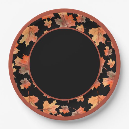 ボタニカルストライプココア&メープル離れズブラック ペーパープレート (正面)