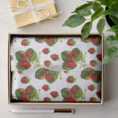 ボタニカルストロベリーイラストレーションプリントオンホワイト 薄葉紙 (ギフト)