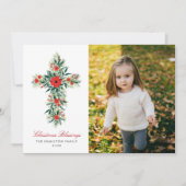 ボタニカルスプリグクリスマスクロス宗教写真 シーズンカード (正面)