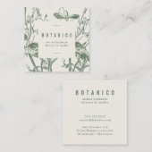 ボタニカルセージクリームフローラシンプルクラシー スクエア名刺 (正面/裏面)