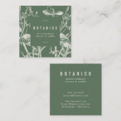 ボタニカルセージグリーンシンプルフローラクラシースクエア スクエア名刺 (正面/裏面)