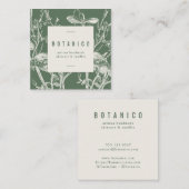 ボタニカルセージグリーンシンプルフローラクラシースクエアS スクエア名刺 (正面/裏面)
