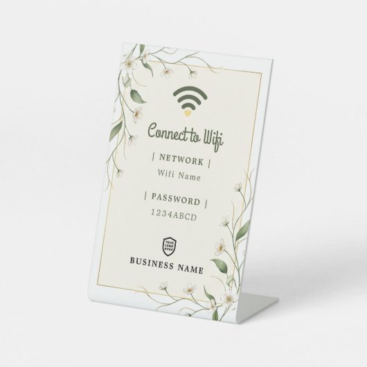 ボタニカルセージグリーンビジネスWiFiパスワード 台座サイン (正面)