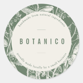 ボタニカルセージグリーンフローラルビジネスブランディング ラウンドシール