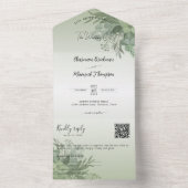 ボタニカルセージグリーンQRコード結婚ズ オールインワン招待状 (内側)