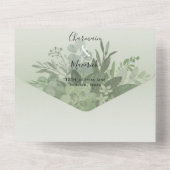 ボタニカルセージグリーンQRコード結婚ズ オールインワン招待状 (裏面)