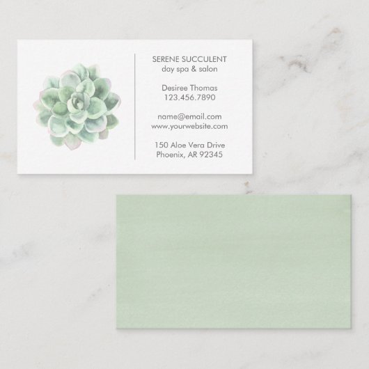 ボタニカルセージ緑の水の色の多肉栽培の日スパ 名刺 (正面/裏面)
