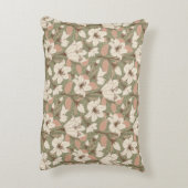 ボタニカルセージ緑ベージュリリールフローラルパターン アクセントクッション (裏面(縦))