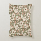 ボタニカルセージ緑ベージュリリールフローラルパターン アクセントクッション (正面(垂直))