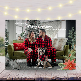 ボタニカルタイポグラフィメリークリスマスフォト シーズンカード