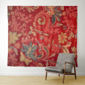 ボタニカルタペストリー – フローラオンレッド タペストリー (インサイチュ(横))