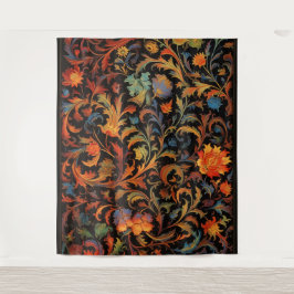 ボタニカルタペストリー – 夜の明るい色 タペストリー