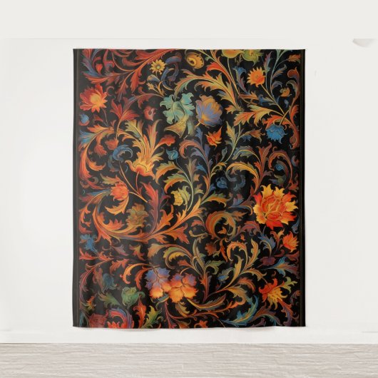 ボタニカルタペストリー – 夜の明るい色 タペストリー (正面)