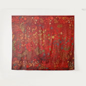 ボタニカルタペストリー – 赤の印象派フローラ タペストリー (正面(横))