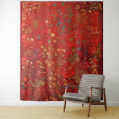 ボタニカルタペストリー – 赤の印象派フローラ タペストリー (インサイチュ)