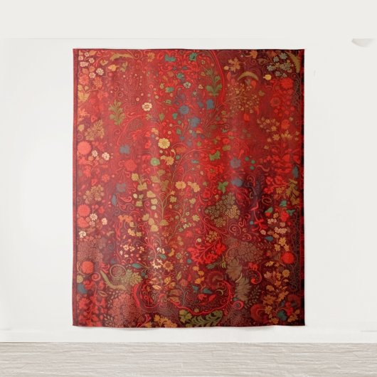 ボタニカルタペストリー – 赤の印象派フローラ タペストリー (正面)