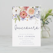 ボタニカルダスティブルーキンセアニェラパーティーシルバー 箔招待状 (立ち正面)