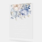 ボタニカルダスティブルーフローラ結婚のウェルカムサイン アクリルサイン (傾斜)