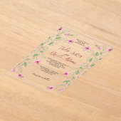 ボタニカルダフォジルデイジー牡丹結婚の花 アクリル招待状 (レイダウン)