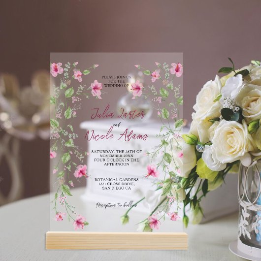 ボタニカルダフォジルデイジー牡丹結婚の花 アクリル招待状