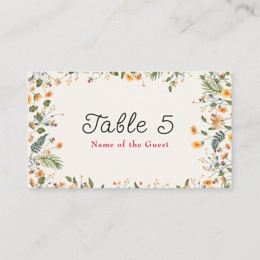 ボタニカルダフォジルデイジー牡丹結婚の花 プレイスカード (裏面)