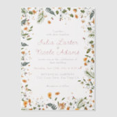 ボタニカルダフォジルデイジー牡丹結婚の花 ベラム紙招待状 (正面)