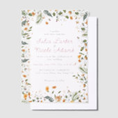 ボタニカルダフォジルデイジー牡丹結婚の花 ベラム紙招待状 (オフセット)