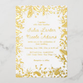 ボタニカルダフォジルデイジー牡丹結婚の花 箔招待状 (正面)