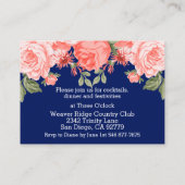 ボタニカルダークブルーとコーラルフラワー – 披露宴 エンクロージャーカード (裏面)