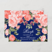 ボタニカルダークブルーとコーラルフラワー – RSVP (正面/裏面)