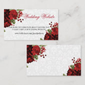 ボタニカルダークレッドフローラデザイン結婚- s Website エンクロージャーカード (正面/裏面)