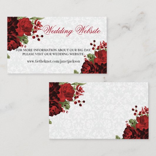 ボタニカルダークレッドフローラデザイン結婚- s Website エンクロージャーカード (正面/裏面)