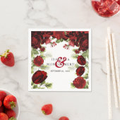 ボタニカルダークレッド結婚フローラ スタンダードカクテルナプキン (インサイチュ)