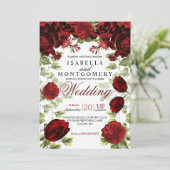 ボタニカルダークレッド結婚フローラ 招待状 (スタンド正面)