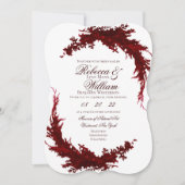ボタニカルダーク赤と白結婚式招待状 招待状 (正面)