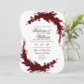 ボタニカルダーク赤と白結婚式招待状 招待状 (スタンド正面)