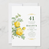 ボタニカルチックイエロー&グリーンフローラ41st誕生日 招待状 (正面)