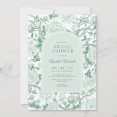 ボタニカルチノイスリーセージグリーンブライダルシャワー 招待状 (正面)
